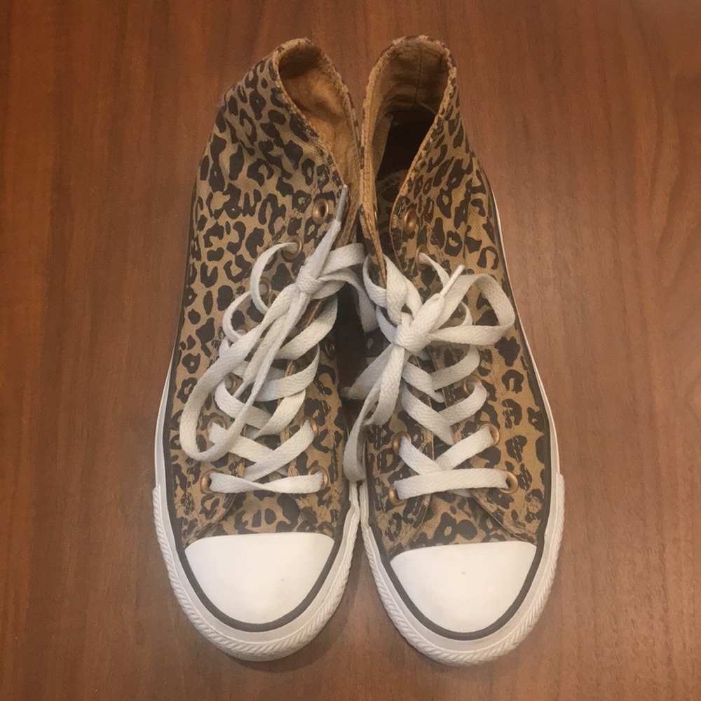 Leopard print high top Converse sneakers